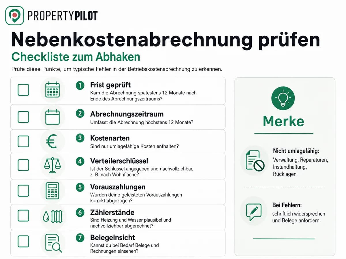 Infografik: Nebenkostenabrechnung verstehen und prüfen
