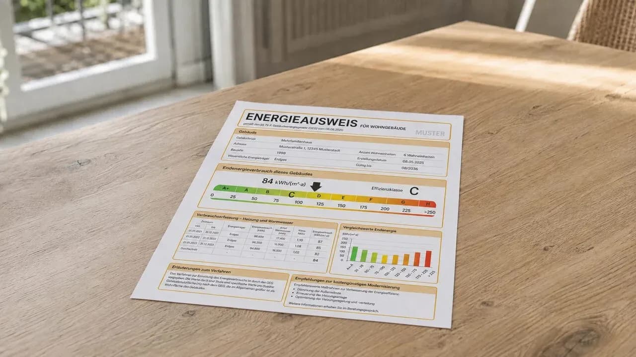 Energieausweis mit Effizienzklasse