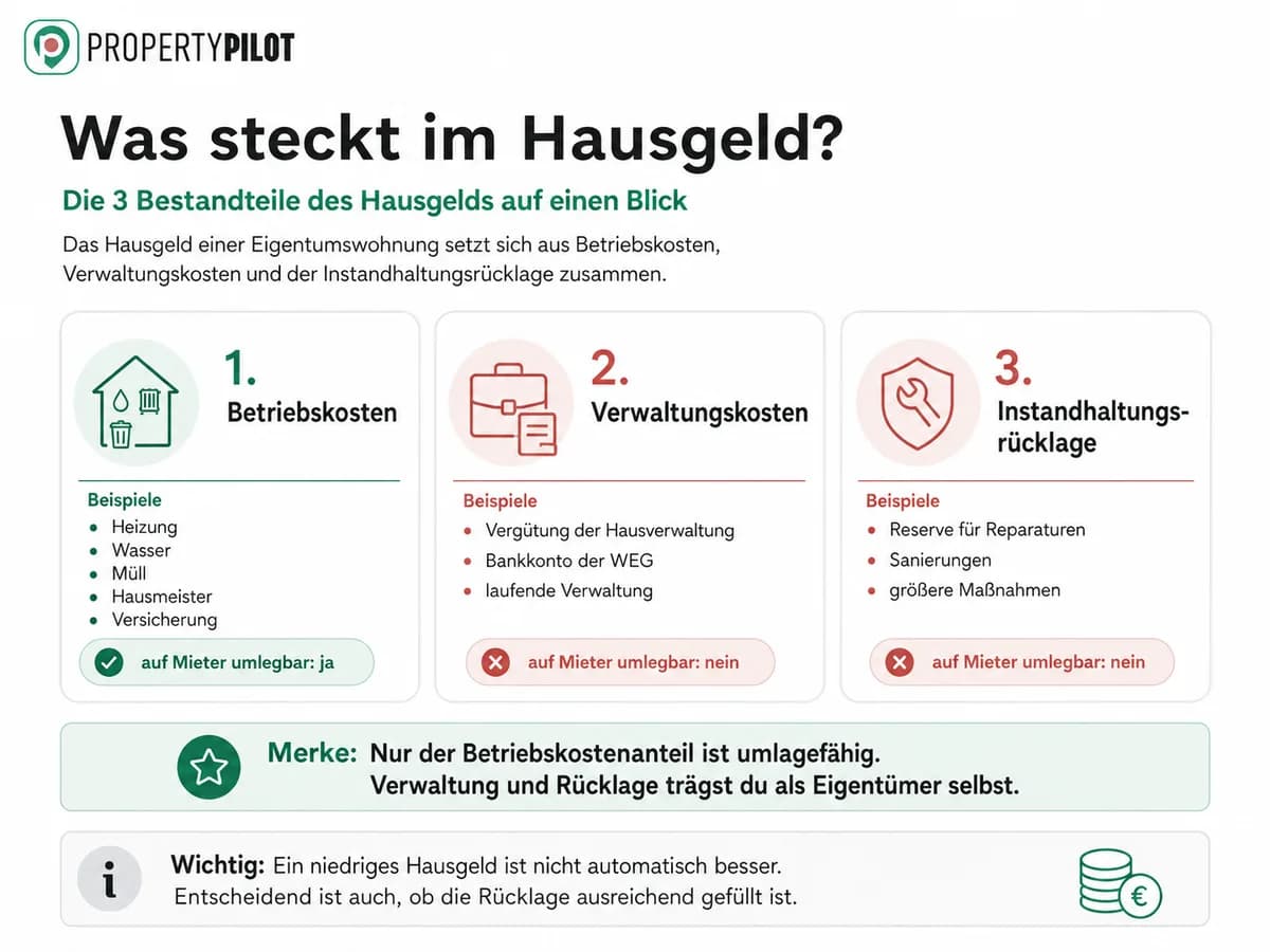 Infografik: Hausgeld: Was drinsteckt und was normal ist